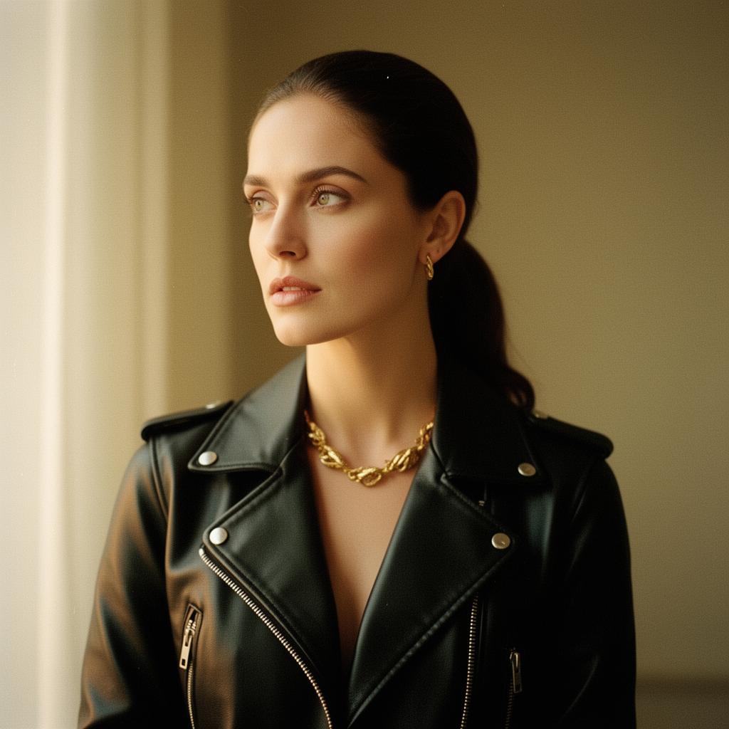 Elena R. wearing the The Quiet Hour Biker