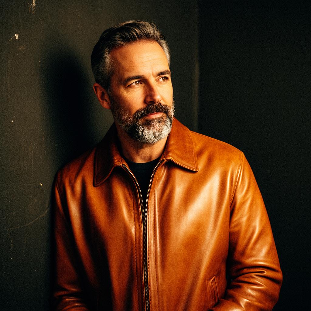 James W. wearing the Cognac Single Rider